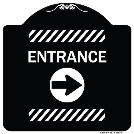Signmission Flex Post Entrance with Right Arrow Decal for Flex Paddle Aluminum Sign, 18" L, 18" H, BW-1818-23959 A-DES-BW-1818-23959